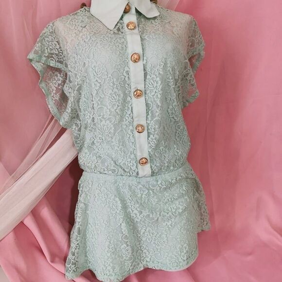 D.I.A. Gyaru Dress Small Mint Prom Party Casual Lace Pastel Kawaii Gyaru Style - Picture 8 of 10